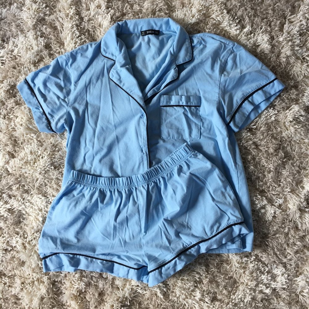 Size Large EUC Shein blue pajama short set